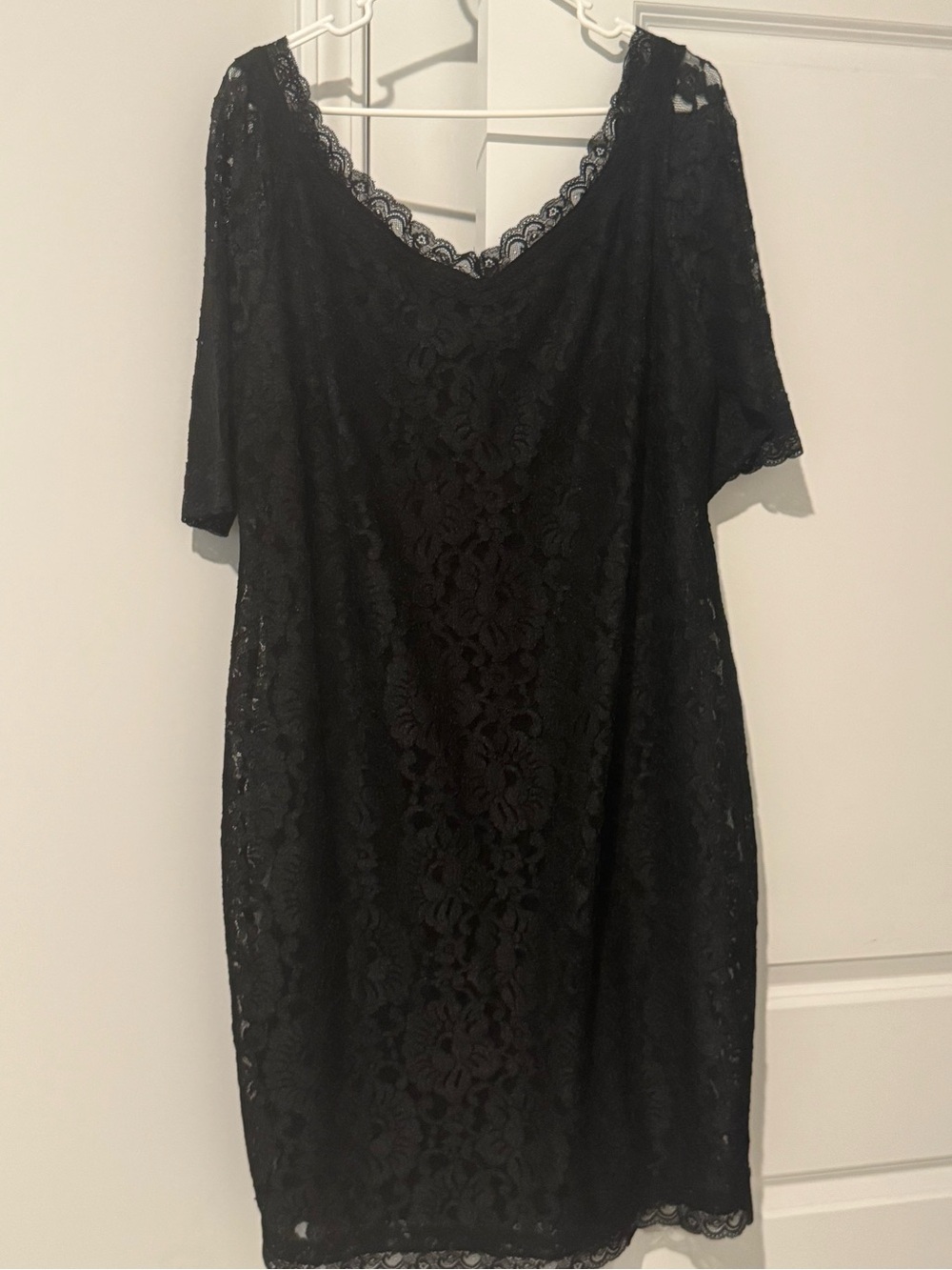 Lane Bryant Off Shoulder Black Floral Lace Midi Dress